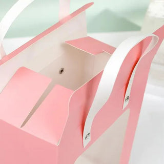 Pack of 10| Portable Paper Gift Bag with Transparent Window (White) | 3 Sizes Available
