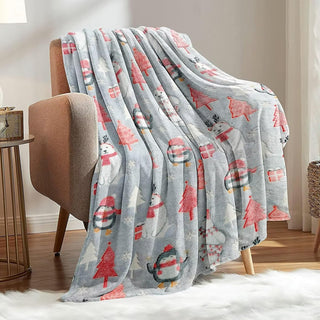 Premium Super Soft Warm Cozy Furry Blanket Glow in The Dark (5.5ft x 6.5ft) (Christmas)