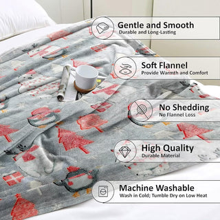 Premium Super Soft Warm Cozy Furry Blanket Glow in The Dark (5.5ft x 6.5ft) (Christmas)