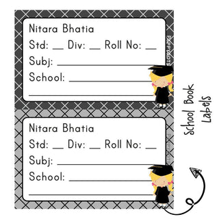 School Book Labels - Graduation Girl - Pack of 36 labels - PREPAID ONLY