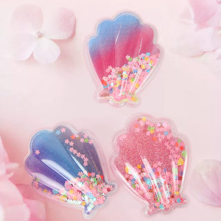 Cute Sea Shell Design Glitter Hair Brush