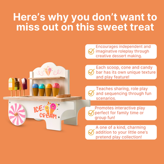 Cots and Cuddles Wooden Pretend Play Ice Cream Cart