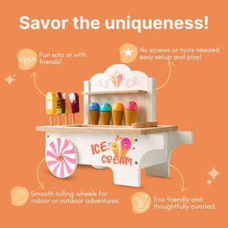Cots and Cuddles Wooden Pretend Play Ice Cream Cart