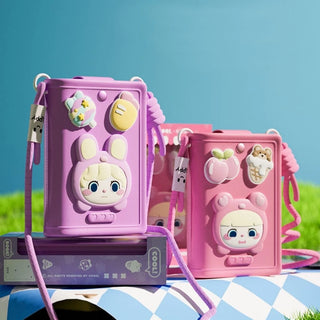 Kawaii Book Shaped Silicone Phone Bag with 3D Charms | Kids Crossbody Bag