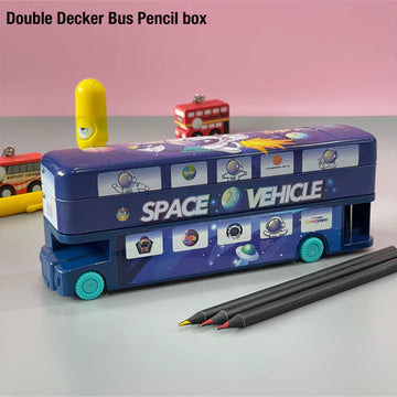 Double Decker Metal Pencil Case with Wheels