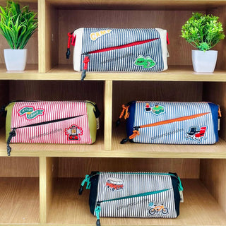 Cross Zip Embroidery Design Pencil Pouch for Kids