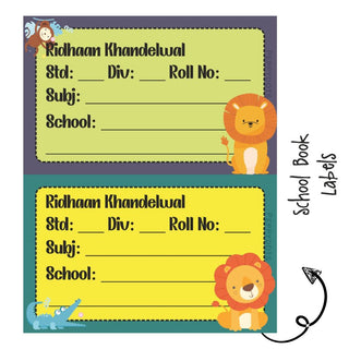 School Book Labels - Jungle Friends - Pack of 36 labels PREPAID ONLY