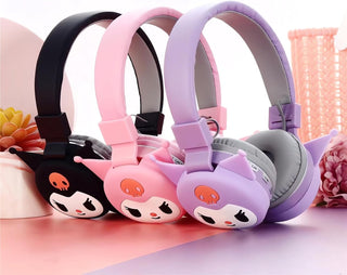Kuromi Design Wireless Headphones for Kids (Black)