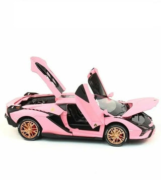 Premium Quality Die Cast Simulation Pull Back Sports Toy Car (Lamborghini) (Pink)