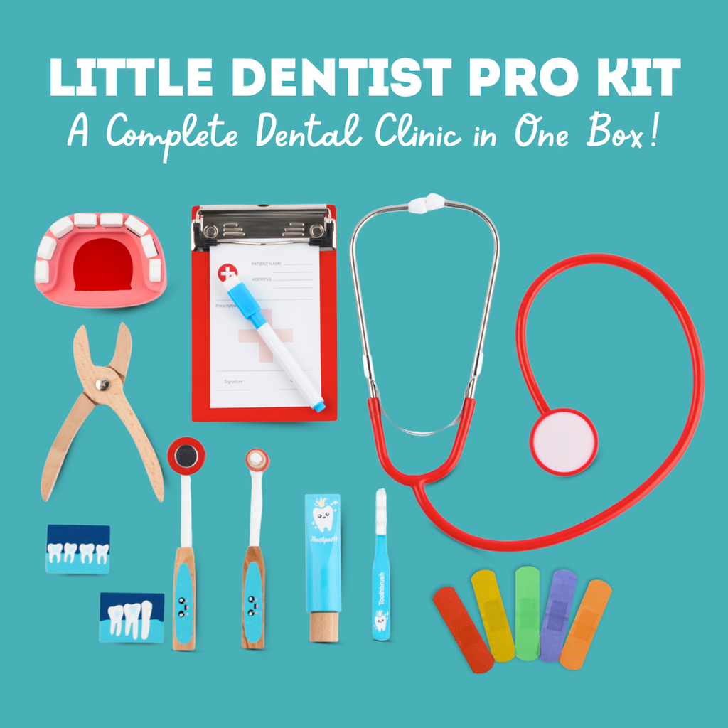 Cots and Cuddles Premium Wooden Little Doctor Dentist Pro Kit Pretend