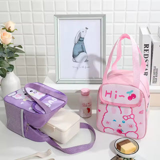Cute Design Lunch Bag with Front Pocket for Kids (Bunny Purple)