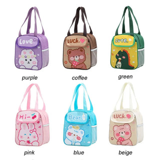 Cute Design Lunch Bag with Front Pocket for Kids (Bunny Purple)