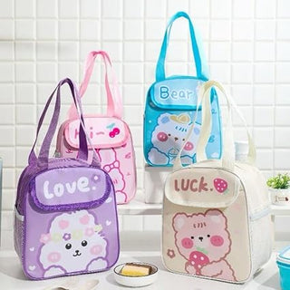 Cute Design Lunch Bag with Front Pocket for Kids (Bunny Purple)