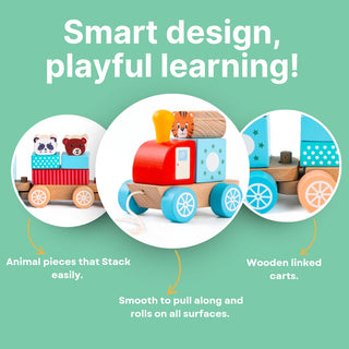 Cots and Cuddles Wooden Magnetic Animal Train for Kids Age 3+