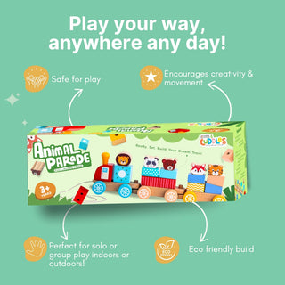 Cots and Cuddles Wooden Magnetic Animal Train for Kids Age 3+