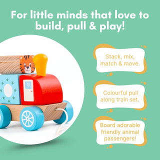 Cots and Cuddles Wooden Magnetic Animal Train for Kids Age 3+