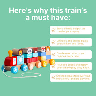 Cots and Cuddles Wooden Magnetic Animal Train for Kids Age 3+