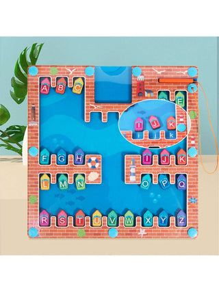 Parking Lot Wooden Magnetic Alphabet Maze Puzzle for Kids