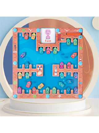 Parking Lot Wooden Magnetic Alphabet Maze Puzzle for Kids