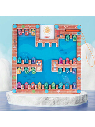 Parking Lot Wooden Magnetic Alphabet Maze Puzzle for Kids