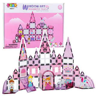 50 PCS Princess Castle Magnetic Tiles – Kids STEM Building Blocks Set (3+ Years)