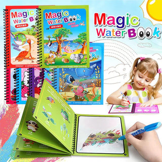Magic Water Book for Kids – Reusable Mess-Free Coloring & Drawing Activity Book (Random)