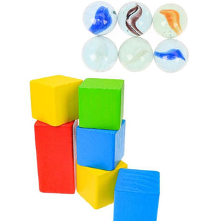 42-Piece Wooden Marble Run Block Set for Kids