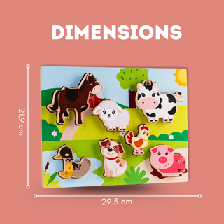 Cots and Cuddles Wooden Farm Animals Shapes Chunky Match Puzzle