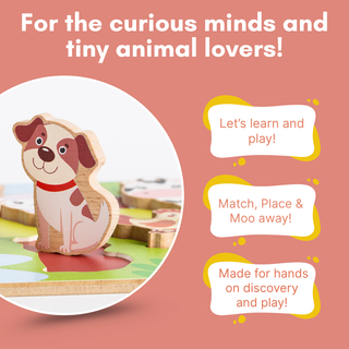 Cots and Cuddles Wooden Farm Animals Shapes Chunky Match Puzzle