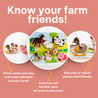 Cots and Cuddles Wooden Farm Animals Shapes Chunky Match Puzzle