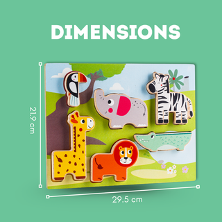 Cots and Cuddles Wooden Jungle Animal Shapes Chunky Match Puzzle