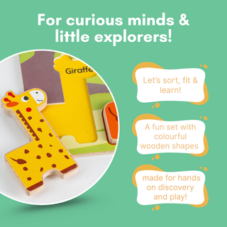 Cots and Cuddles Wooden Jungle Animal Shapes Chunky Match Puzzle