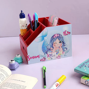 Stationery Stand with Drawer - Mermaid (PREPAID ONLY)