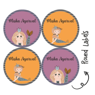 Round Waterproof Labels - Mermaid Queen (70 pcs) (PREPAID ONLY)