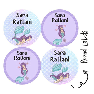 Round Waterproof Labels - Mermaid (70 pcs) (PREPAID ONLY)