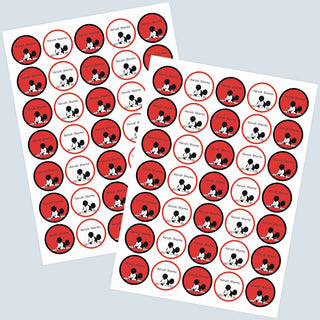Round Waterproof Labels - Mickey Mouse (77 Pcs) (PREPAID ONLY)