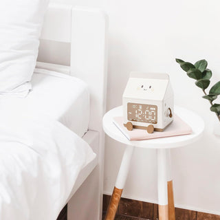 Milk Box LED Alarm Clock – USB Rechargeable for Kids