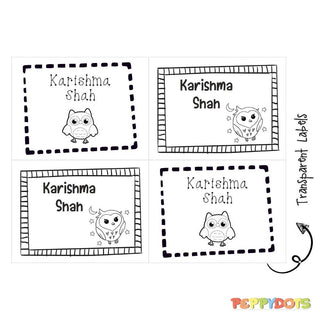 Transparent Labels - Owl - Pack of 72 Tags - (PREPAID ONLY)