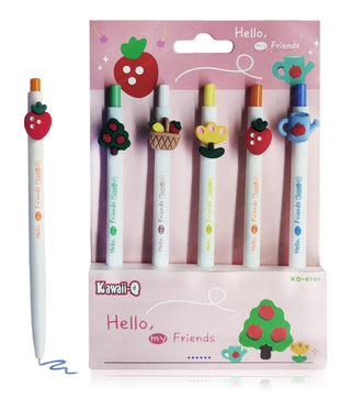 Cute Kawaii Cartoon Theme 0.5mm Gel Pen (Pack of 5) (without box)
