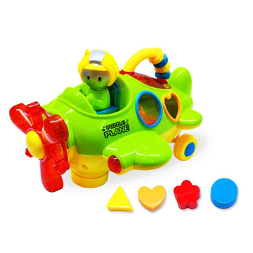 Cute Airplane Puzzle Toy with Flashing Light & Sound Effects