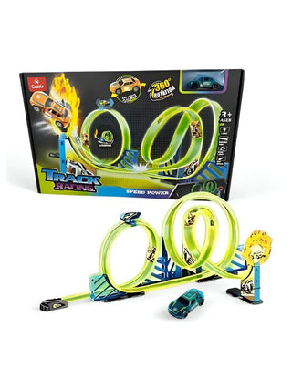 Track Racing Double Loop Car Track Set with Fire Ring Jump