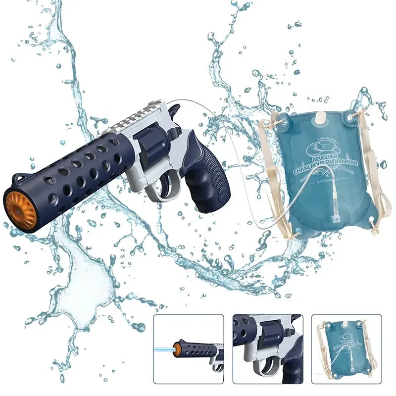 Bottle Measuring Ruler Revolver Electric Water Gun with Bag for Kids – Cots and Cuddles