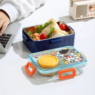 Kids Stainless Steel 600ml Lunch Box with 80ml Sauce Bowl