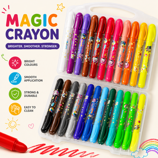 24 Colors Silky Washable Crayons for Art Painting Effects