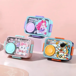 Kids Stainless Steel 600ml Lunch Box with 80ml Sauce Bowl