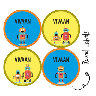 Round Waterproof Labels - Robot (70 Pcs) (PREPAID ONLY)