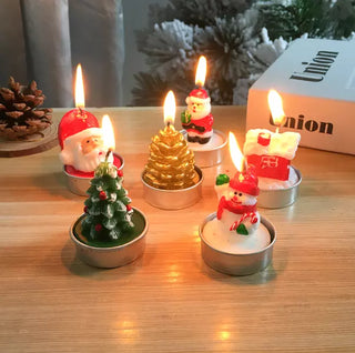 Christmas Theme 3D Design Wax Candles for Home Decor (Pack Of 12)