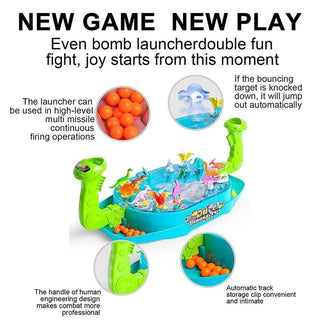 Dino Duel: Catapult Marble Toy - Educational 2-Player Battle Board Game for Parent-Child Fun(BOX DAMAGE)