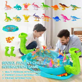 Dino Duel: Catapult Marble Toy - Educational 2-Player Battle Board Game for Parent-Child Fun(BOX DAMAGE)