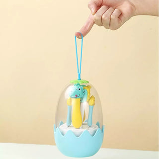 Dinosaur Design Stainless Steel Cutlery Set with Egg-Shaped Case